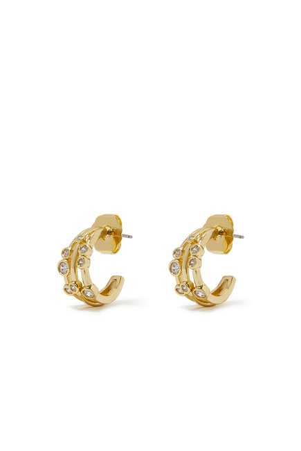 Triple Hoop Earrings, Gold-Plated Brass